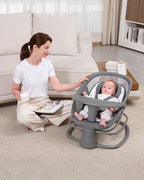 Mastela Deluxe 4 in 1 Swing & Rocker-5 Angle Side To Side Motion-Canopy with Net & Two Toys-15 Melodies With Volume Control-For 0 to 36M (Upto 15 Kg)-Dark Grey