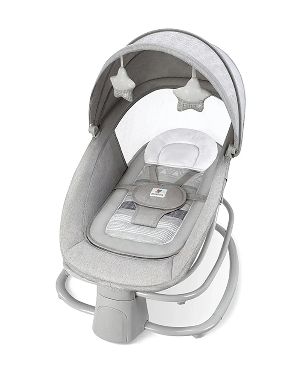 Mastela Deluxe 4 in 1 Swing & Rocker-15 Melodies-Backrest with Full Recline-For 0 to 36M (Upto 9 Kg)-Grey