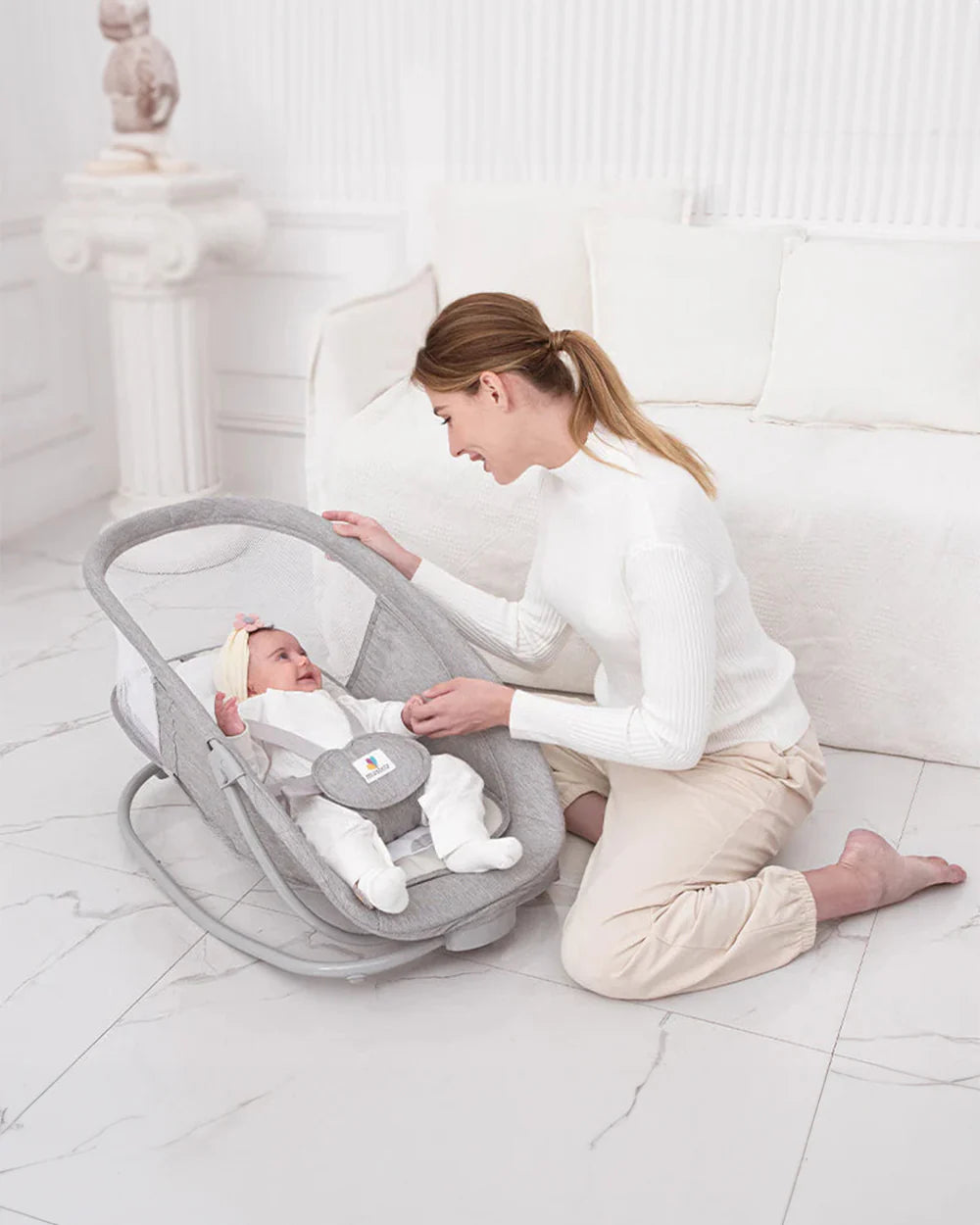 Mastela Deluxe 4 in 1 Swing & Rocker-15 Melodies-Backrest with Full Recline-For 0 to 36M (Upto 9 Kg)-Pink