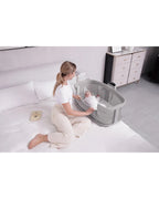 Mastela Dream Starlight Bedside Bassinet & Rocker-With Sunshade & Mosquito Net-With Removable Cradle Basket-Touch Control Panel-4 Lockable Wheels-Grey-Birth+