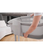 Mastela Dream Starlight Bedside Bassinet & Rocker-With Sunshade & Mosquito Net-With Removable Cradle Basket-Touch Control Panel-4 Lockable Wheels-Grey-Birth+