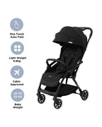 Leclerc Magic Fold Plus Cabin Friendly Stroller-Flat Reclining Seat-One Touch Fold-2 Year Warranty-for 6M to 5Y (Upto 22Kg)-Black
