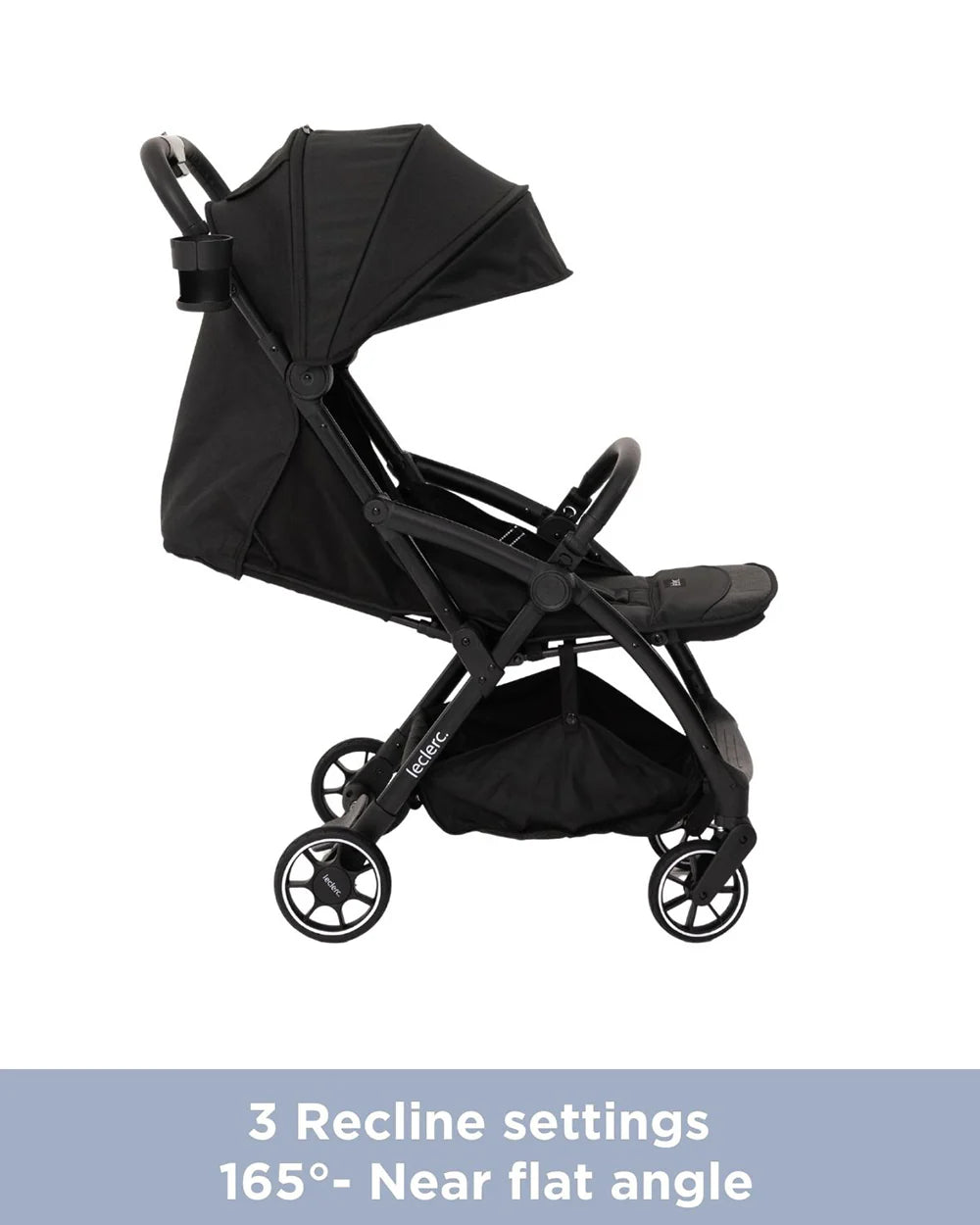 Leclerc Magic Fold Plus Cabin Friendly Stroller-Flat Reclining Seat-One Touch Fold-2 Year Warranty-for 6M to 5Y (Upto 22Kg)-Black
