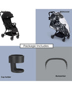 Leclerc Magic Fold Plus Cabin Friendly Stroller-Flat Reclining Seat-One Touch Fold-2 Year Warranty-for 6M to 5Y (Upto 22Kg)-Black