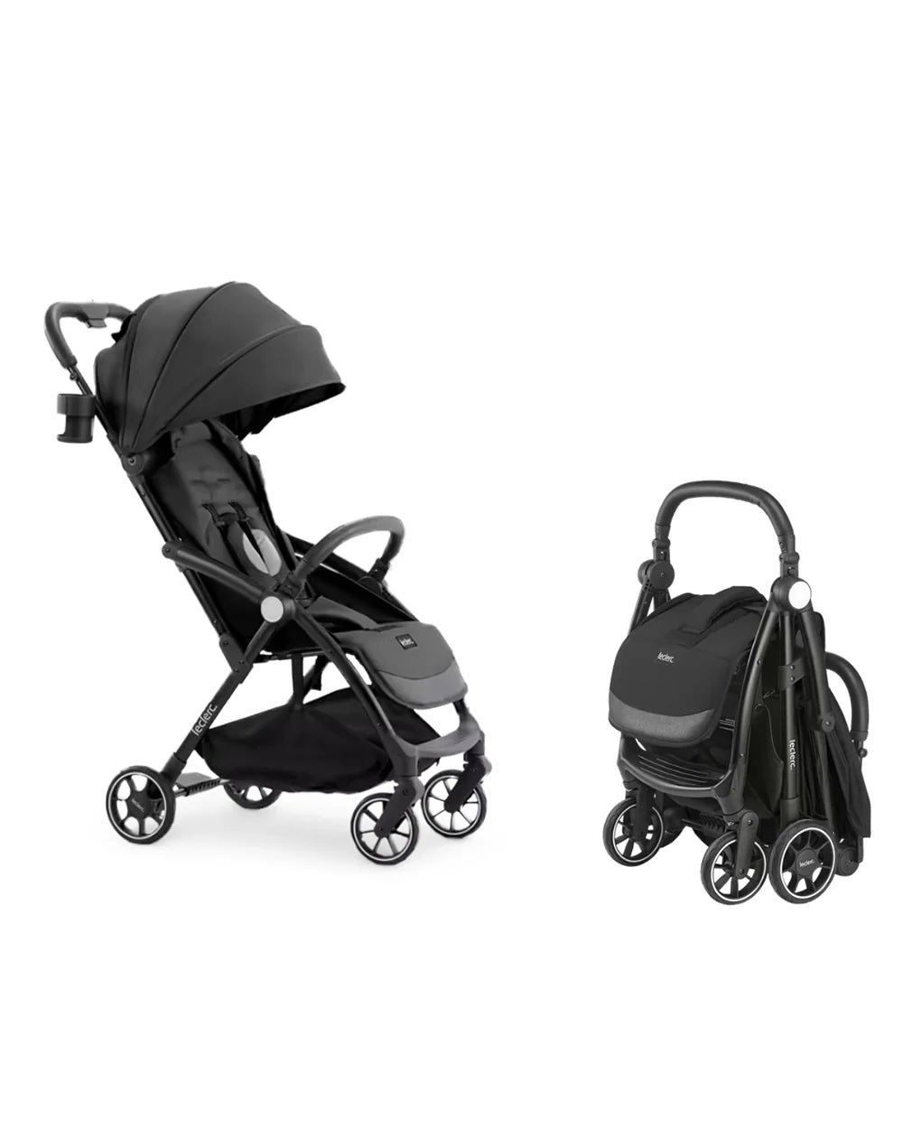 Leclerc Magic Fold Plus Cabin Friendly Stroller-Flat Reclining Seat-One Touch Fold-2 Year Warranty-for 6M to 5Y (Upto 22Kg)-Black