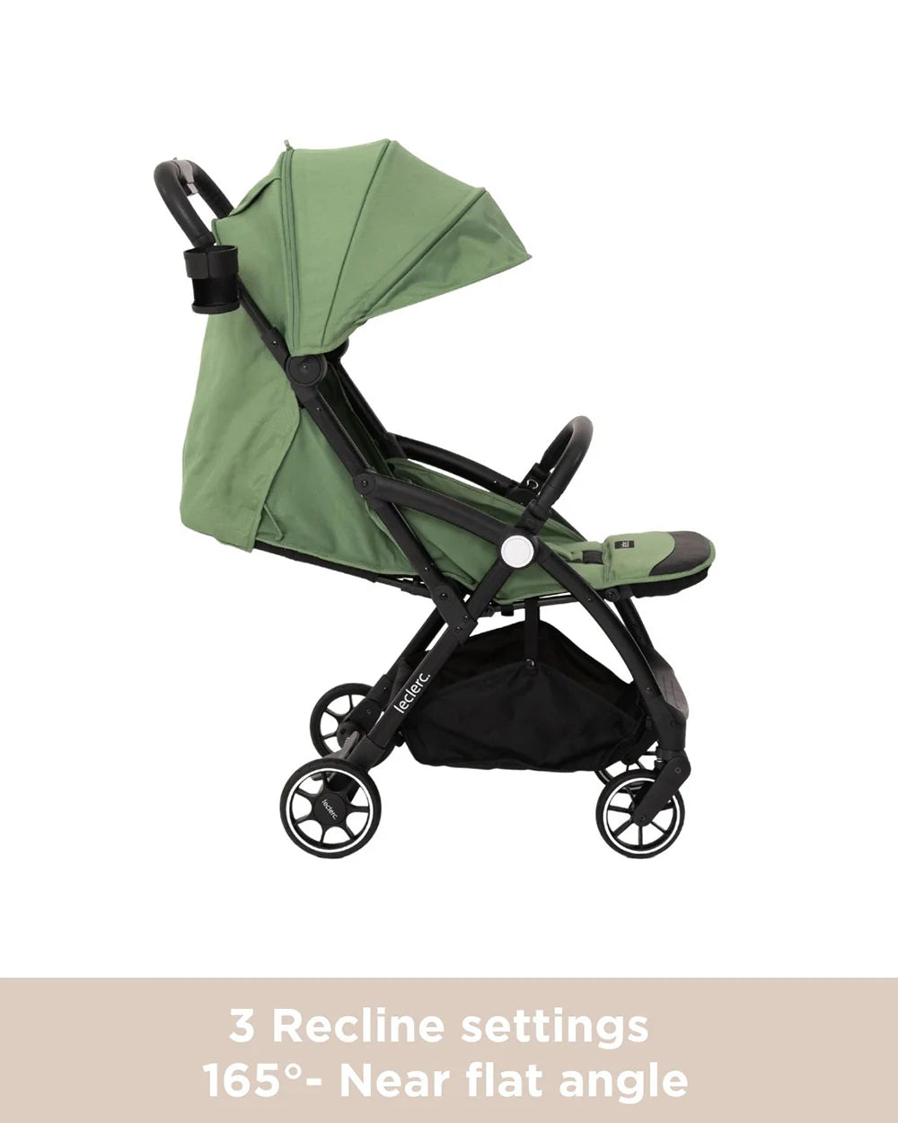 Leclerc Magic Fold Plus Cabin Friendly Stroller-Flat Reclining Seat-One Touch Fold-2 Year Warranty-for 6M to 5Y (Upto 22Kg)-Green