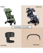 Leclerc Magic Fold Plus Cabin Friendly Stroller-Flat Reclining Seat-One Touch Fold-2 Year Warranty-for 6M to 5Y (Upto 22Kg)-Green
