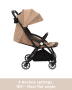 Leclerc Magic Fold Plus Cabin Friendly Stroller-Flat Reclining Seat-One Touch Fold-2 Year Warranty-for 6M to 5Y (Upto 22Kg)-Sand