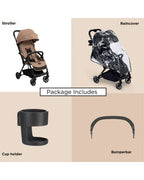 Leclerc Magic Fold Plus Cabin Friendly Stroller-Flat Reclining Seat-One Touch Fold-2 Year Warranty-for 6M to 5Y (Upto 22Kg)-Sand