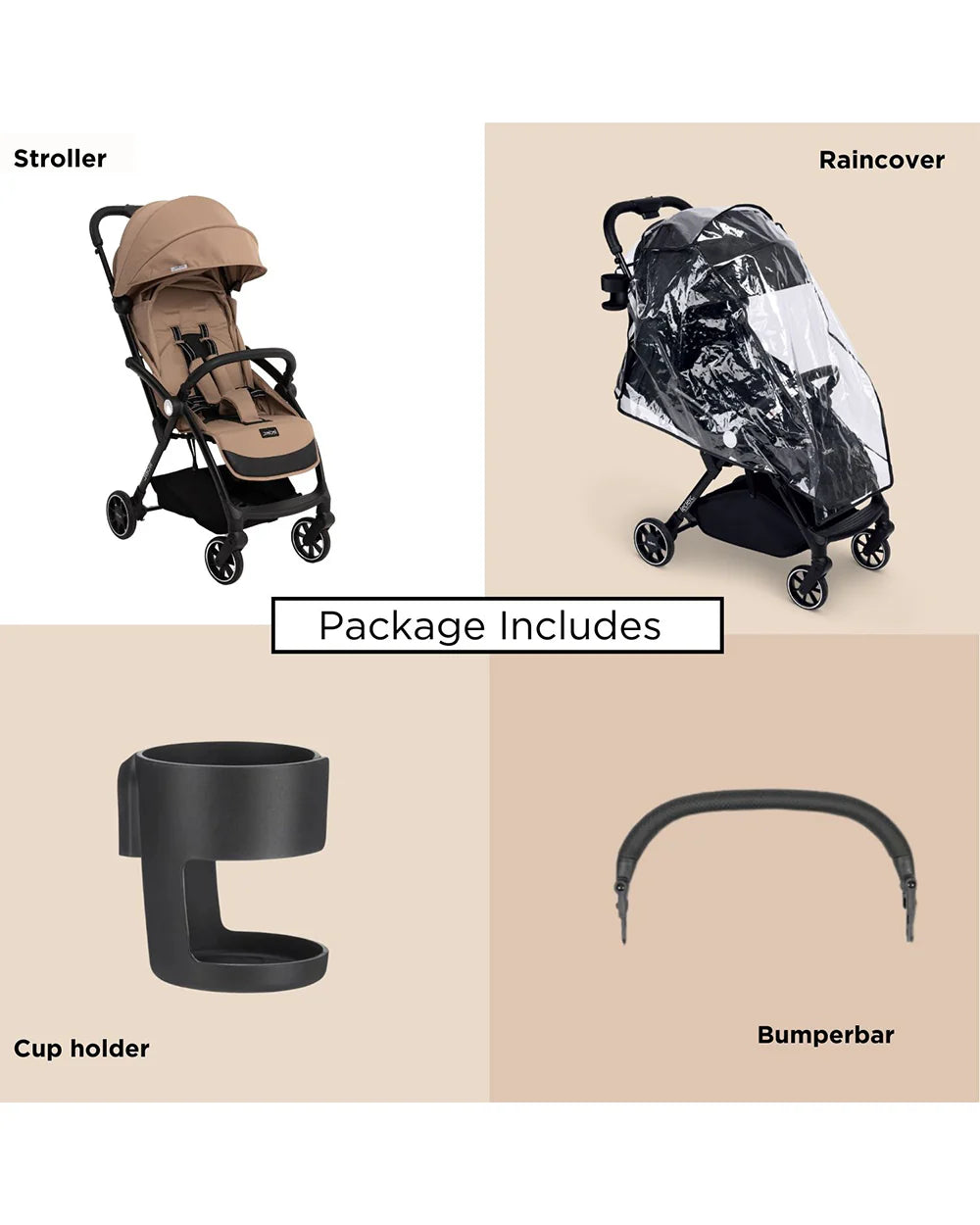 Leclerc Magic Fold Plus Cabin Friendly Stroller-Flat Reclining Seat-One Touch Fold-2 Year Warranty-for 6M to 5Y (Upto 22Kg)-Sand