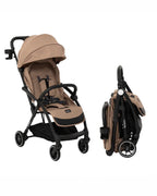Leclerc Magic Fold Plus Cabin Friendly Stroller-Flat Reclining Seat-One Touch Fold-2 Year Warranty-for 6M to 5Y (Upto 22Kg)-Sand