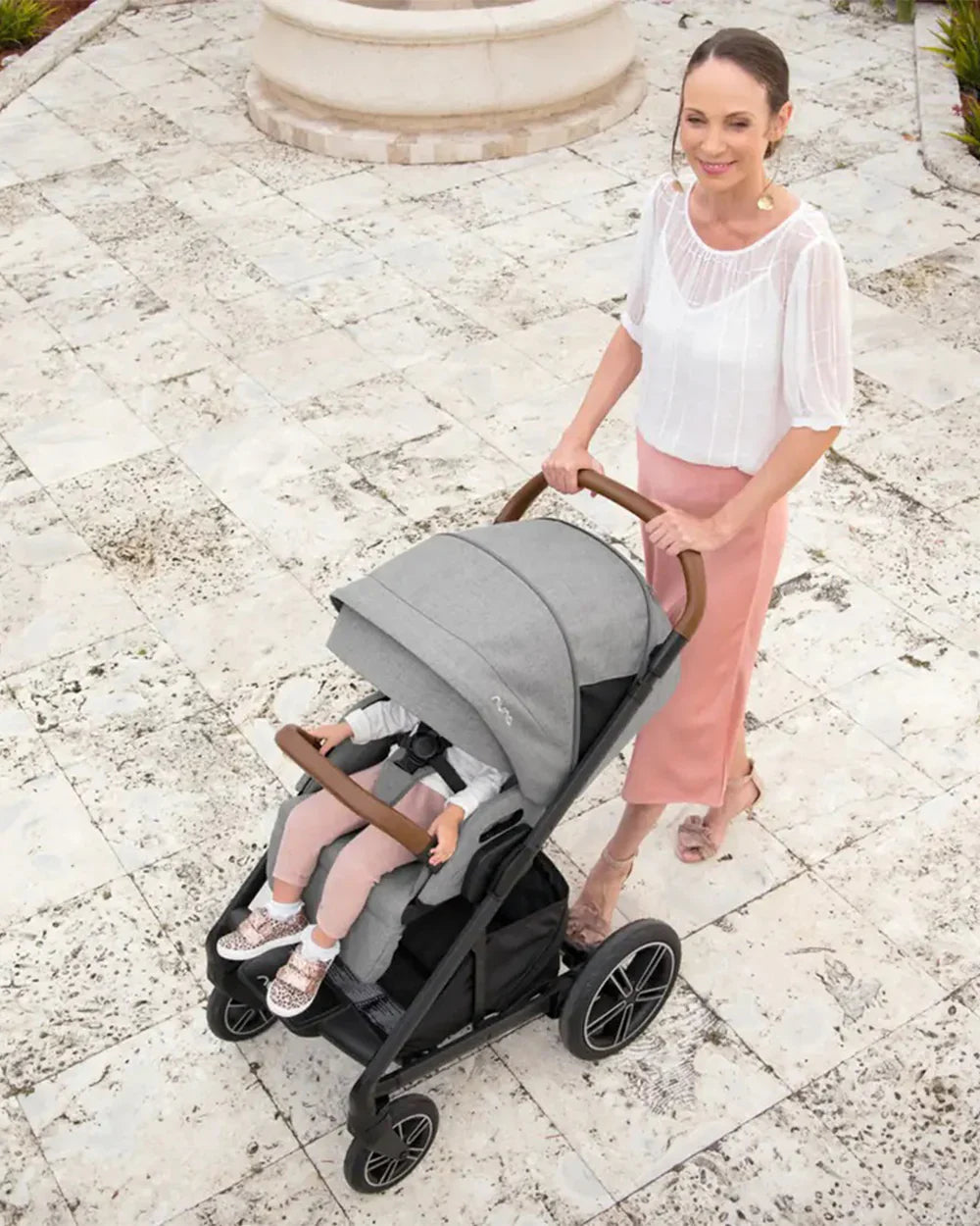 Nuna MIXX Next Baby Stroller-Height Adjustable Parent Handle Bar-All Terrain Big Rear Wheels-Includes Rain Cover & Post Adaptors-2 Years Warranty-Pram for 0 to 4Y (Upto 22 Kg)-Granite - diapers2toys