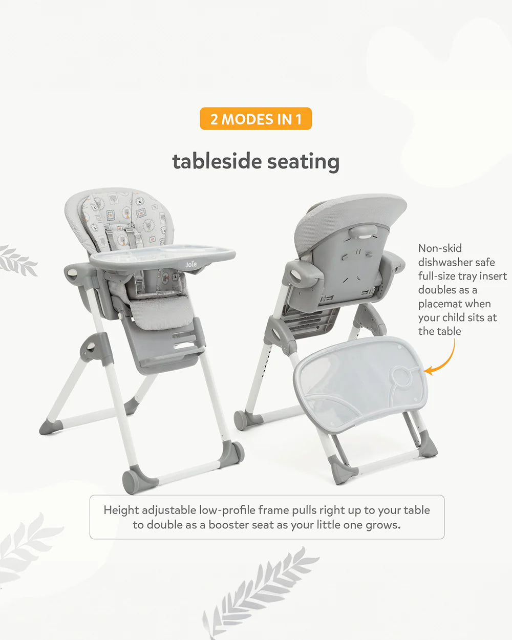 Joie Mimzy Recline High Chair-5 Position Recline-7 Height Positions-Upto 15 Kg-Portrait