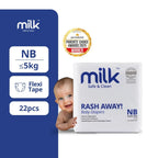MILK™ Baby Diaper Flexi Tape , Size NB - 22 Pcs, 0 To 5 KG
