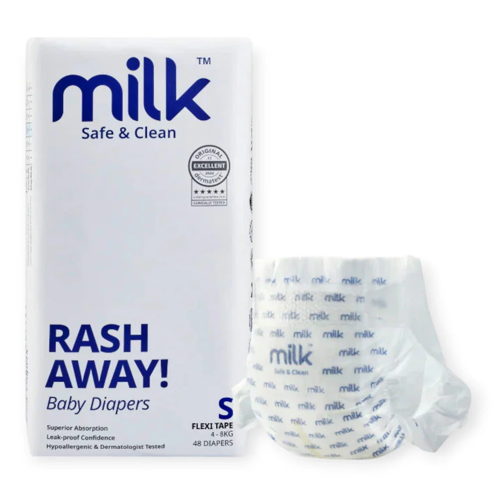 MILK™ Baby Diaper Flexi Tape , Size S - 48 Pcs, 4 To 8 KG