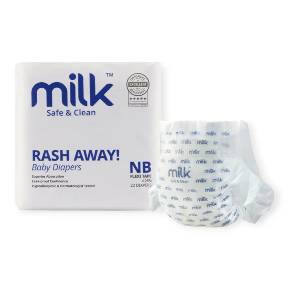 MILK™ Baby Diaper Flexi Tape , Size NB - 22 Pcs, 0 To 5 KG