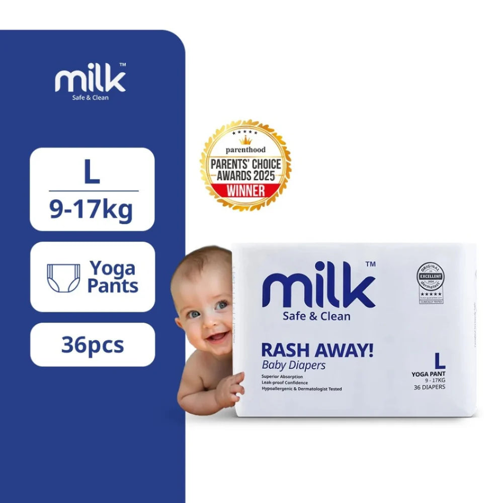MILK™ Baby Diaper Yoga Pants, Size L - 36 Pcs, 9 To 17 KG