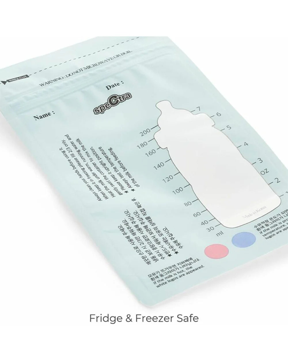 Spectra Breast Milk Storage Bags-With Temperature Indicator & Measuring Scale-Pre Sterilized-Double Lined-Zip Top Seal-200 ml-Pack of 30