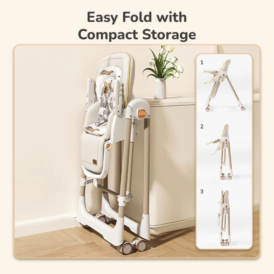 R For Rabbit Marshmallow Smart High Chair For Kids 2-in-1 Abstract Beige
