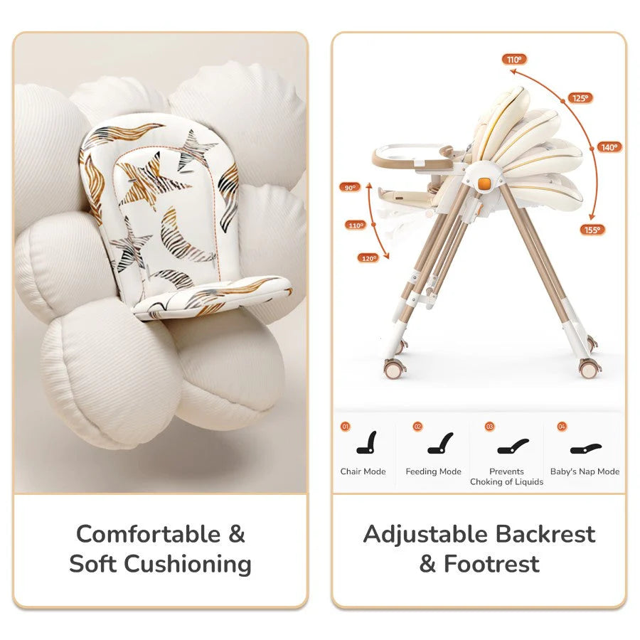 R For Rabbit Marshmallow Smart High Chair For Kids 2-in-1 Abstract Beige