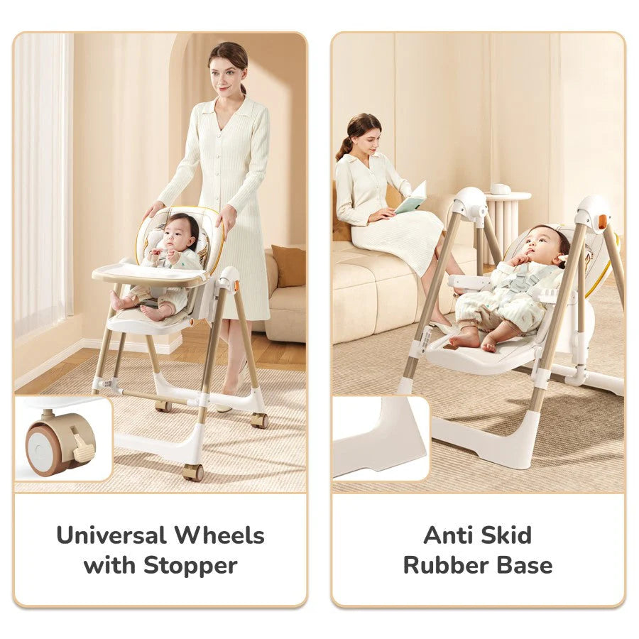 R For Rabbit Marshmallow Smart High Chair For Kids 2-in-1 Abstract Beige