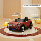 EMotorad Formula Fun MINI Cooper Aceman Ride-On Car for Kids – Battery Operated with Remote Control-Red