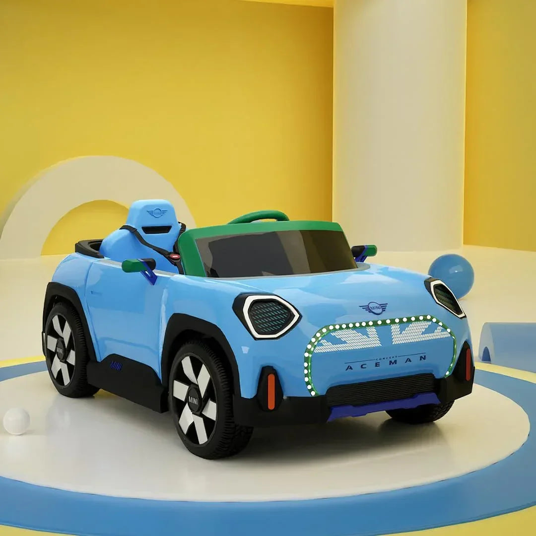 EMotorad Formula Fun MINI Cooper Aceman Ride-On Car for Kids – Battery Operated with Remote Control-Blue
