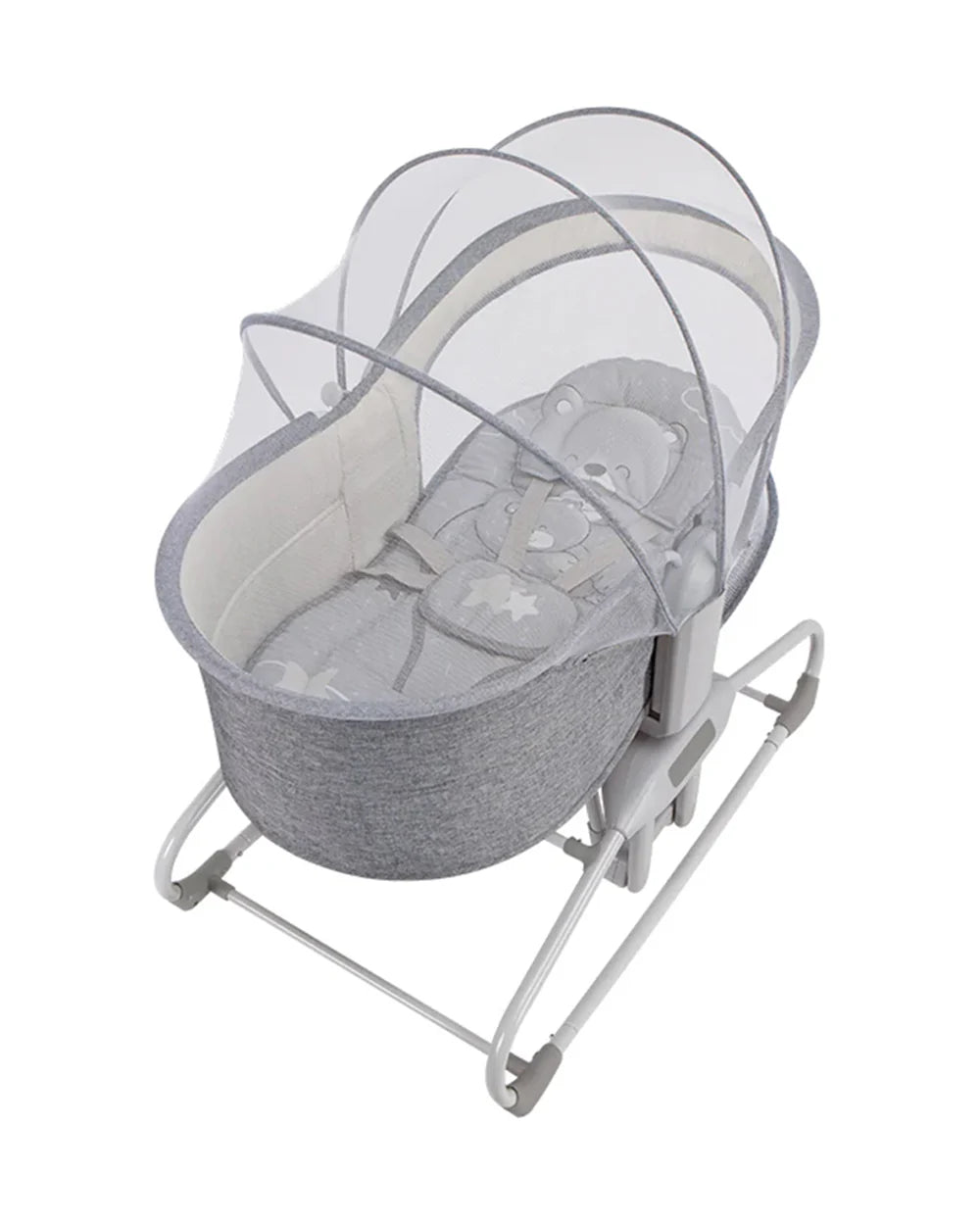Mastela 4 in 1 Swing & Bassinet-12 Melodies-Adjustable Backrest-5 Points Harness-Breathable Mesh Sides & Soft Headrest-For 0 to 36M (Upto 9 Kg)-Light Grey