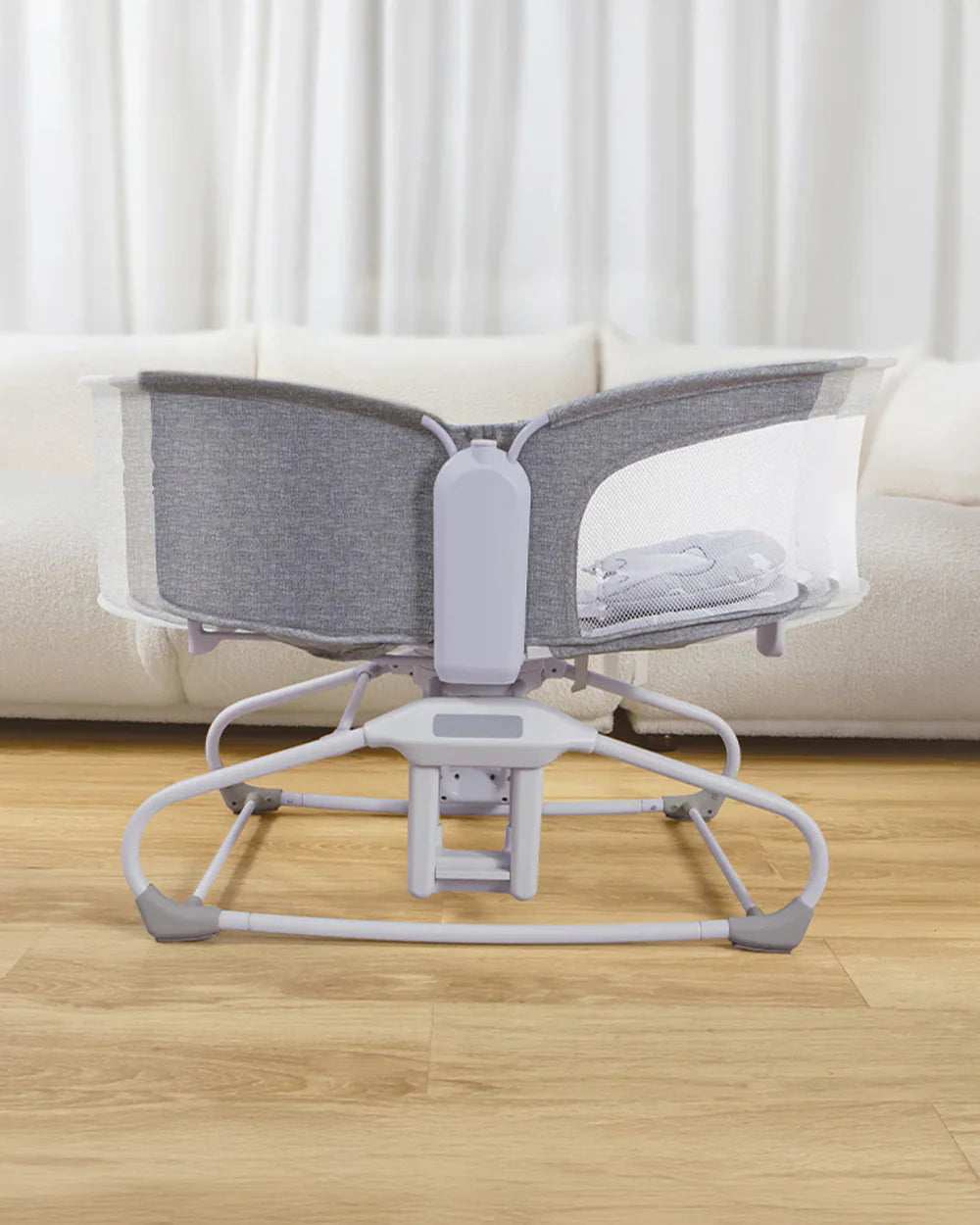 Mastela 4 in 1 Swing & Bassinet-12 Melodies-Adjustable Backrest-5 Points Harness-Breathable Mesh Sides & Soft Headrest-For 0 to 36M (Upto 9 Kg)-Light Grey