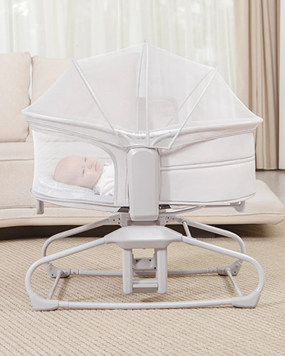 Mastela 4 in 1 Swing & Bassinet-12 Melodies-Adjustable Backrest-5 Points Harness-Breathable Mesh Sides & Soft Headrest-For 0 to 36M (Upto 15 Kg)-White