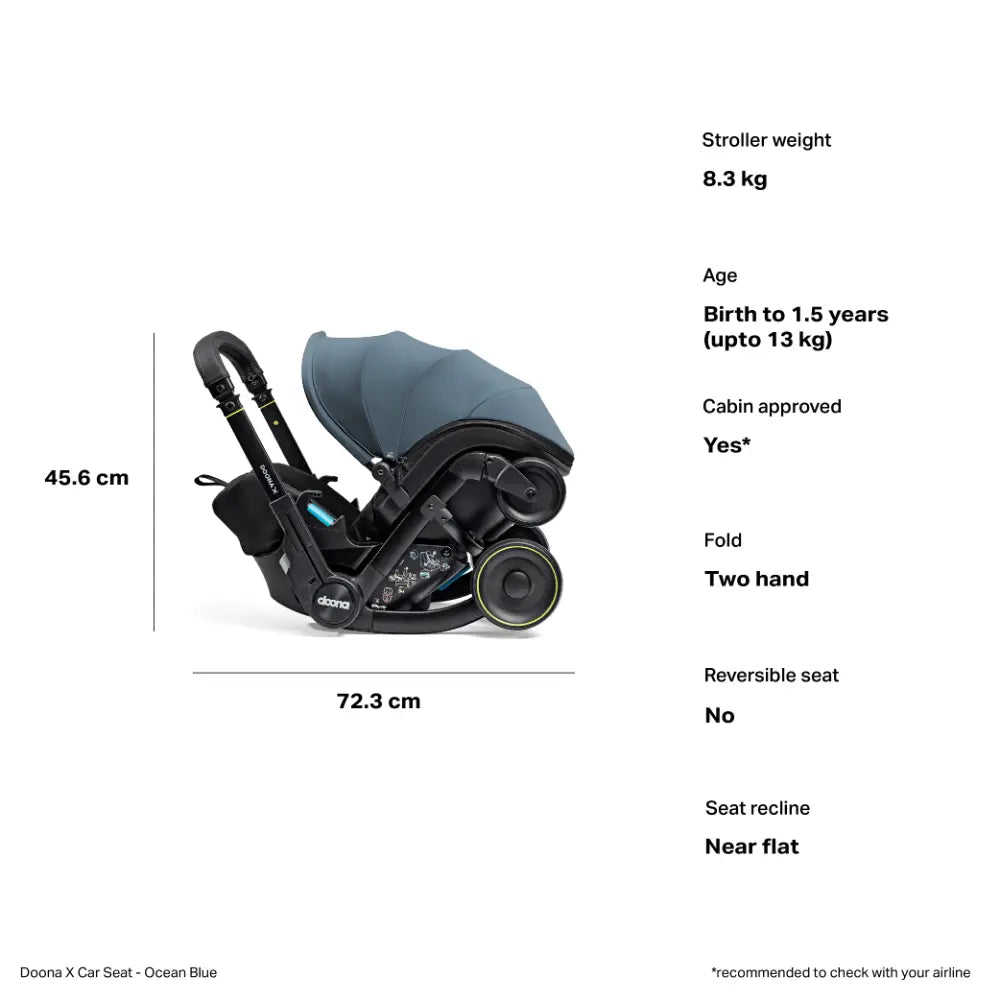 Doona X Infant Car Seat & Stroller -Ocean Blue