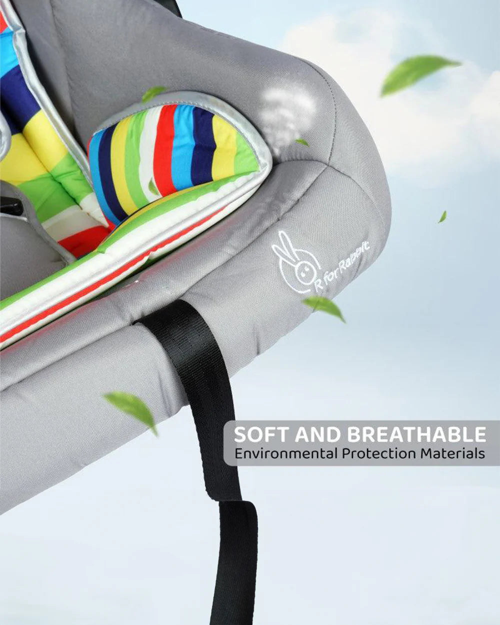 R for Rabbit Picaboo-Baby Carry Cot Cum Car Seat-Rear Facing-Convertible to Rocker-For 0 to 15M (Upto 13Kg)-Rainbow