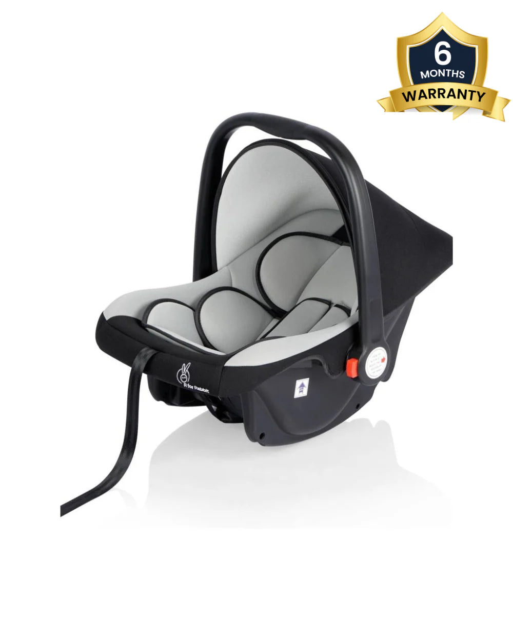 R for Rabbit Picaboo-Baby Carry Cot Cum Car Seat-Rear Facing-Convertible to Rocker-For 0 to 15M (Upto 13Kg)-Black Grey