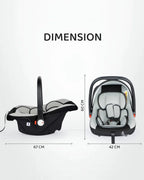R for Rabbit Picaboo-Baby Carry Cot Cum Car Seat-Rear Facing-Convertible to Rocker-For 0 to 15M (Upto 13Kg)-Black Grey