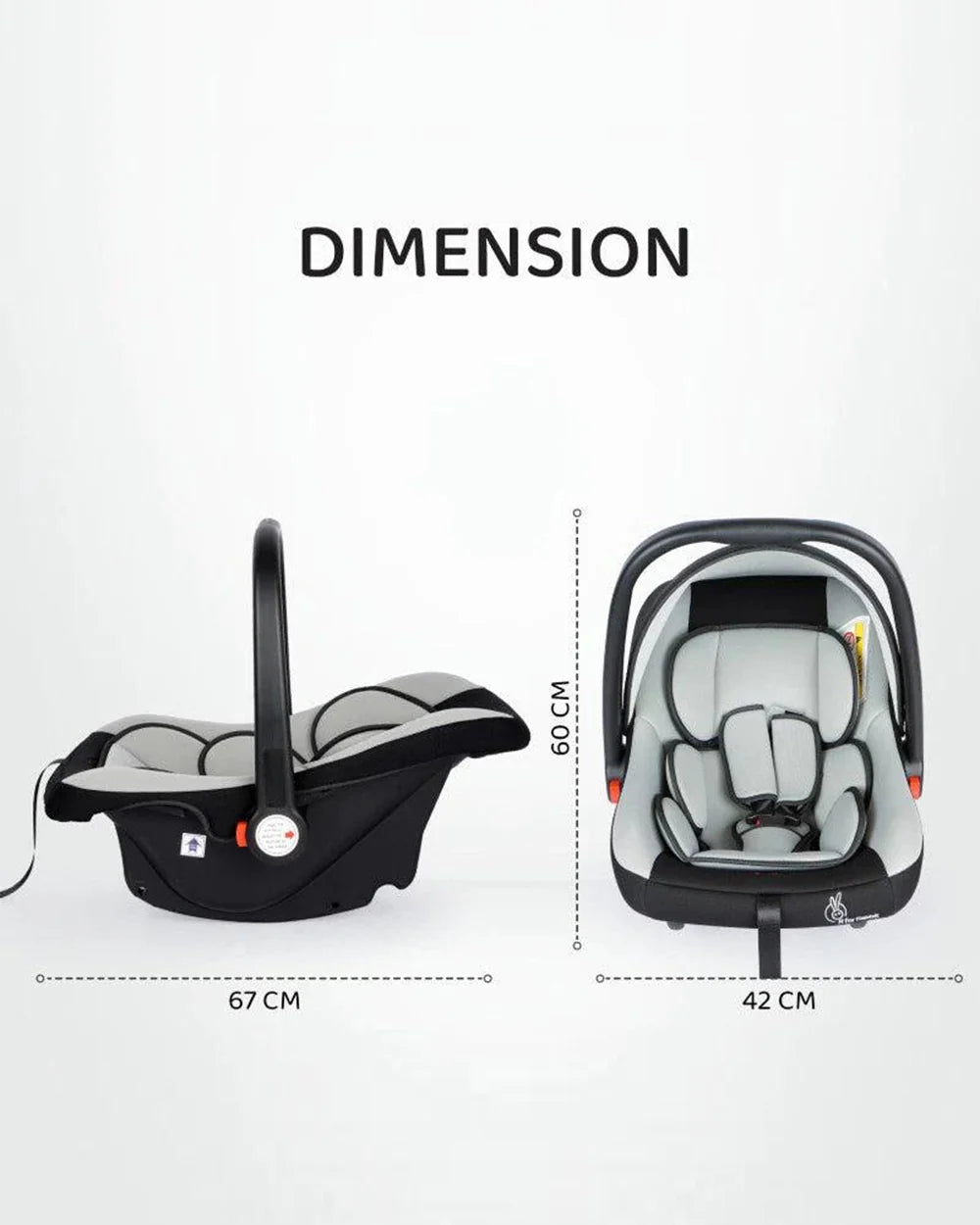 R for Rabbit Picaboo-Baby Carry Cot Cum Car Seat-Rear Facing-Convertible to Rocker-For 0 to 15M (Upto 13Kg)-Black Grey