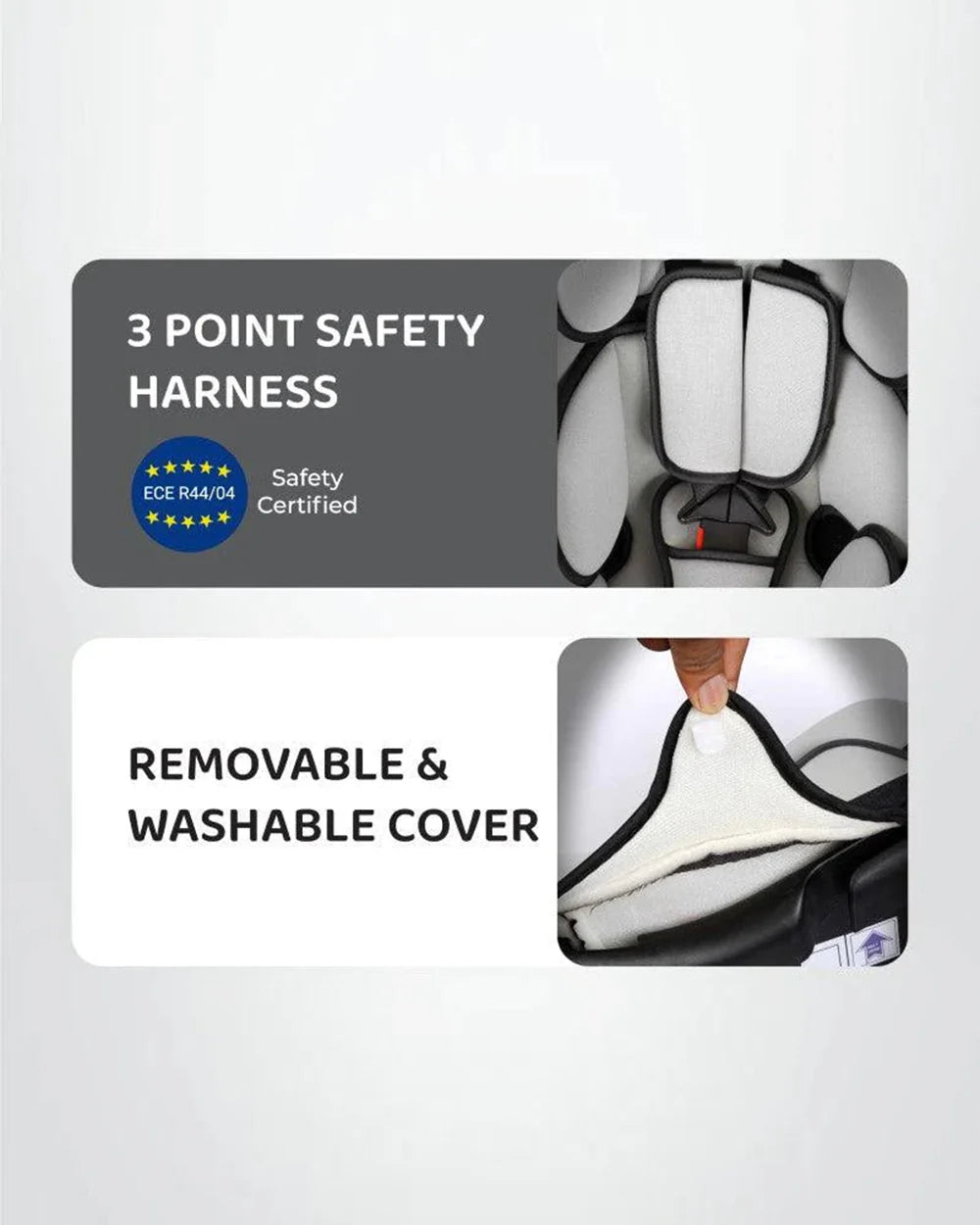 R for Rabbit Picaboo-Baby Carry Cot Cum Car Seat-Rear Facing-Convertible to Rocker-For 0 to 15M (Upto 13Kg)-Black Grey