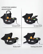 R for Rabbit Picaboo-Baby Carry Cot Cum Car Seat-Rear Facing-Convertible to Rocker-For 0 to 15M (Upto 13Kg)-Colorful