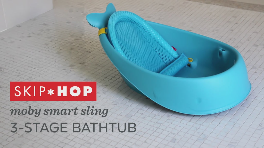 Skip Hop Moby Smart Sling Baby Bath Tub-3-Stage Tub-0 to 36M-Blue