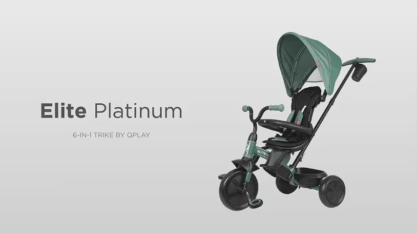 Qplay Elite Platinum 6 in 1 Trike-Height Adjustable Parent Handle Bar-360 Degrees Rotating Seat-5 Point Harness-For 10M to 6Y (Upto 25 Kg)-Dark Grey