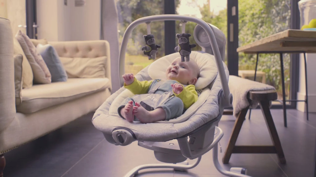 Joie Serina 2in1 Baby Swing & Rocker-6 Swing Speeds-3 Positions Recline-With Toy Bar-2 Years Warranty-For 0 to 9 Kg-Cosmo Grey