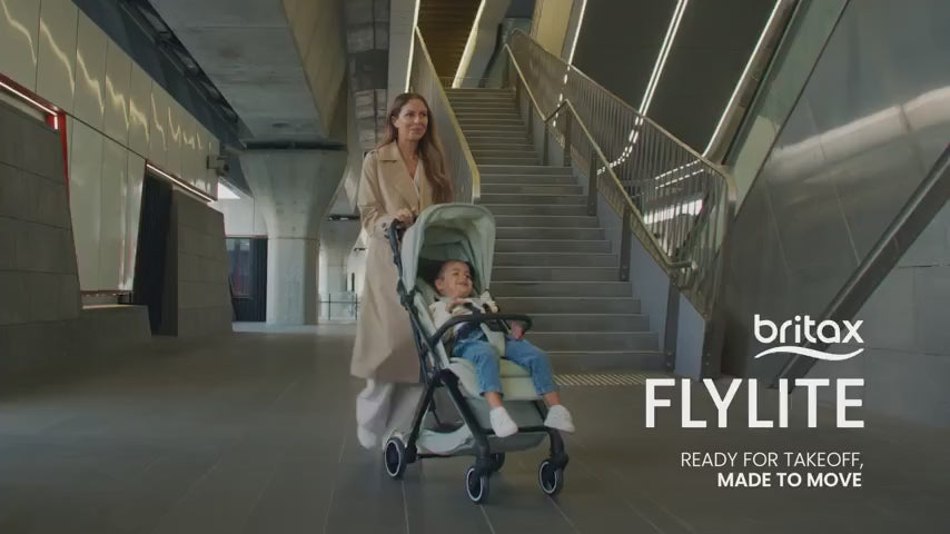 Britax Flylite Cabin Friendly Stroller-Extra Large Extendable Canopy-One Hand Fold-Flat Reclining Seat-For 0 to 4Y (Upto 22Kg)-Teak