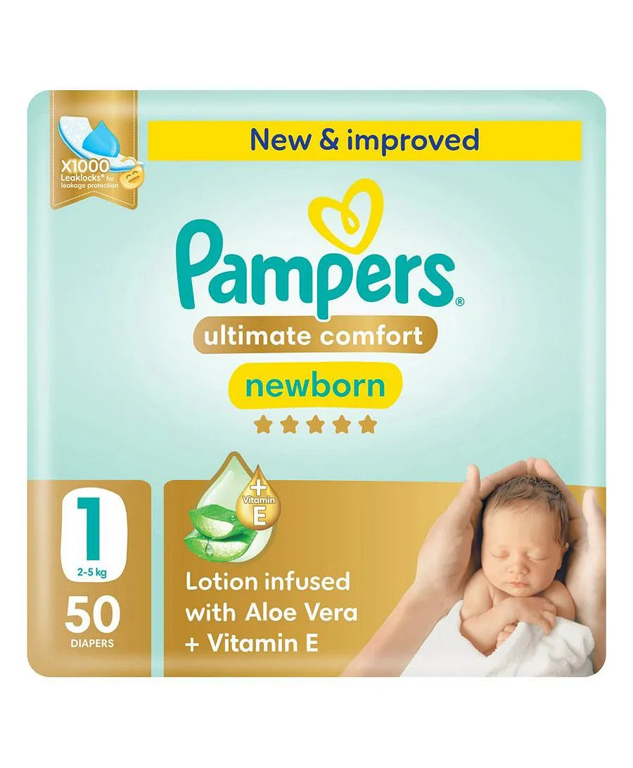 Pampers Ultimate Comfort Taped Diapers Size 1 2–5kg 50 Count