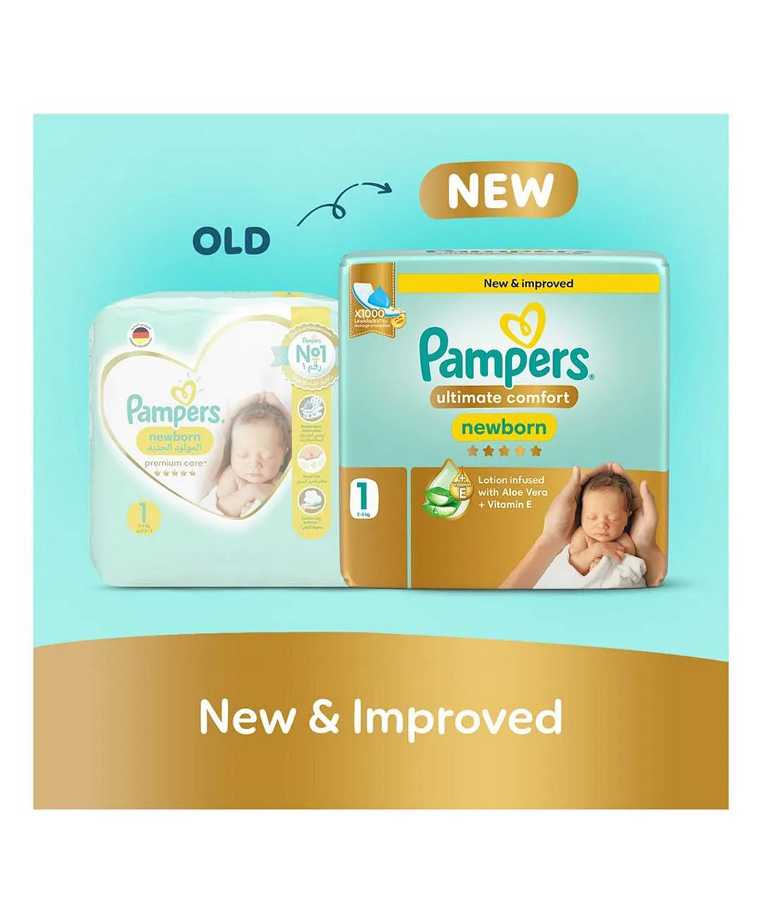 Pampers Ultimate Comfort Taped Diapers Size 1 2–5kg 50 Count