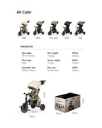 Qplay Comfo Max 7-in-1 Trike-Height Adjustable Parent Handle Bar-360 Degrees Rotating Seat-Adjustable Backrest-Foldable Frame-With Detachable Backpack-For 10M to 6Y (Upto 25 Kg)-Beige