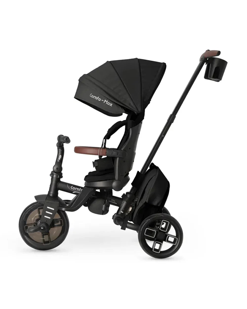 Qplay Comfo Max 7-in-1 Trike-Height Adjustable Parent Handle Bar-360 Degrees Rotating Seat-Adjustable Backrest-Foldable Frame-With Detachable Backpack-For 10M to 6Y (Upto 25 Kg)-Black