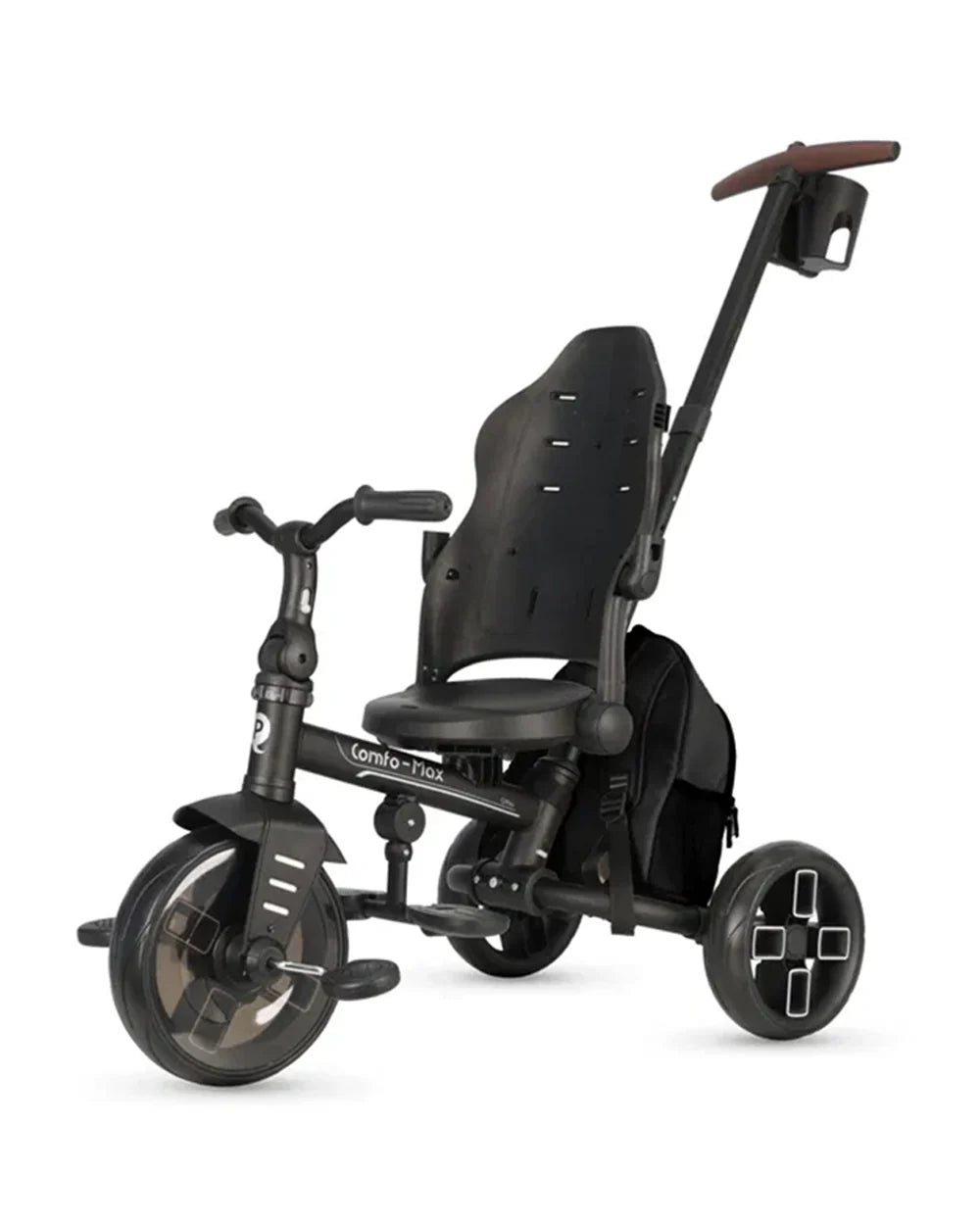 Qplay Comfo Max 7-in-1 Trike-Height Adjustable Parent Handle Bar-360 Degrees Rotating Seat-Adjustable Backrest-Foldable Frame-With Detachable Backpack-For 10M to 6Y (Upto 25 Kg)-Black