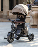 Qplay Comfo Max 7-in-1 Trike-Height Adjustable Parent Handle Bar-360 Degrees Rotating Seat-Adjustable Backrest-Foldable Frame-With Detachable Backpack-For 10M to 6Y (Upto 25 Kg)-Coffee