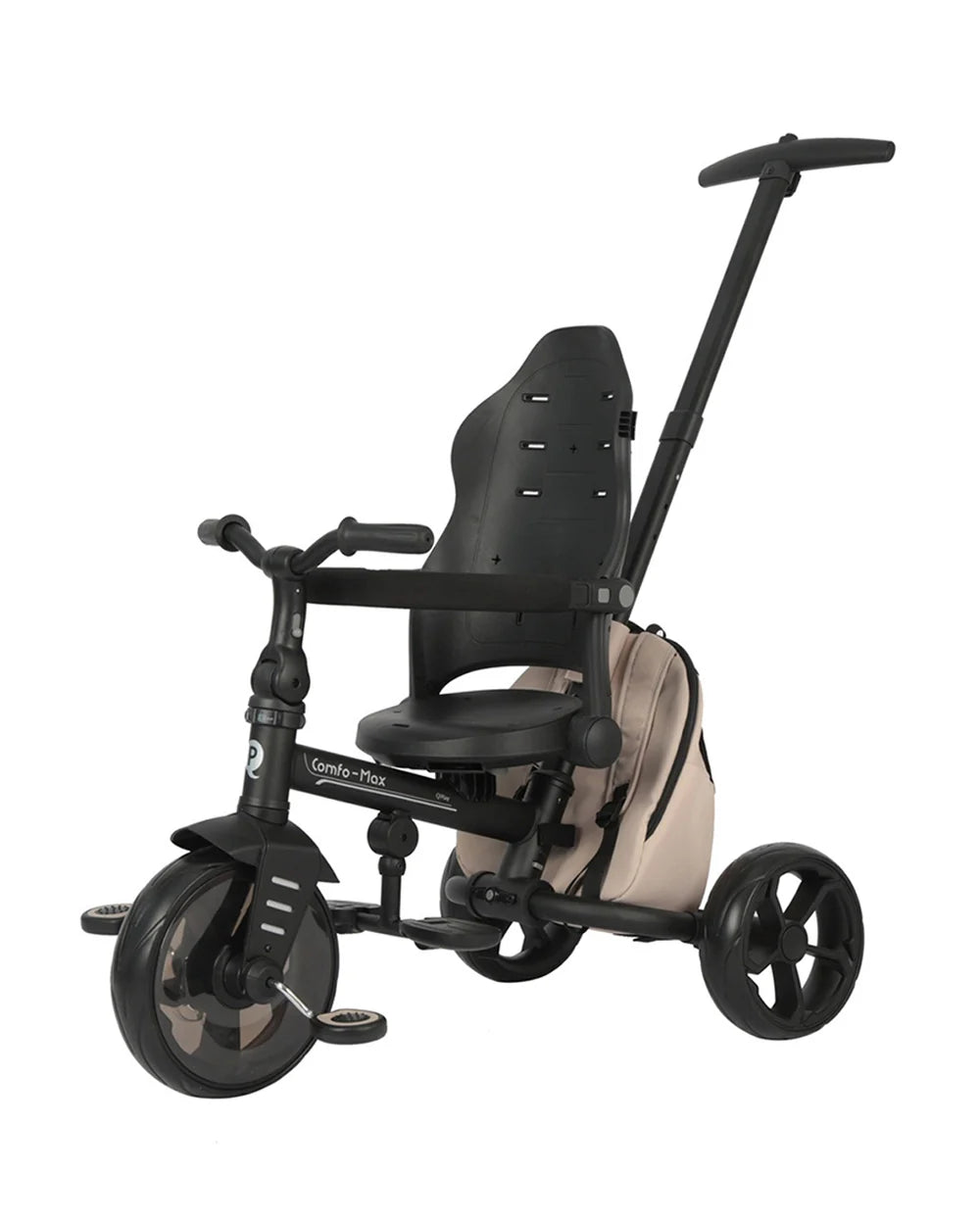 Qplay Comfo Max 7-in-1 Trike-Height Adjustable Parent Handle Bar-360 Degrees Rotating Seat-Adjustable Backrest-Foldable Frame-With Detachable Backpack-For 10M to 6Y (Upto 25 Kg)-Coffee