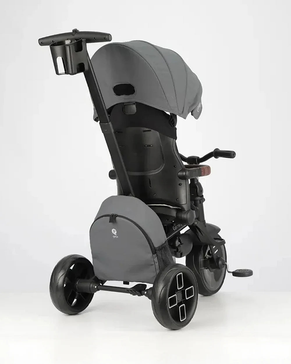Qplay Comfo Max 7-in-1 Trike-Height Adjustable Parent Handle Bar-360 Degrees Rotating Seat-Adjustable Backrest-Foldable Frame-With Detachable Backpack-For 10M to 6Y (Upto 25 Kg)-Grey