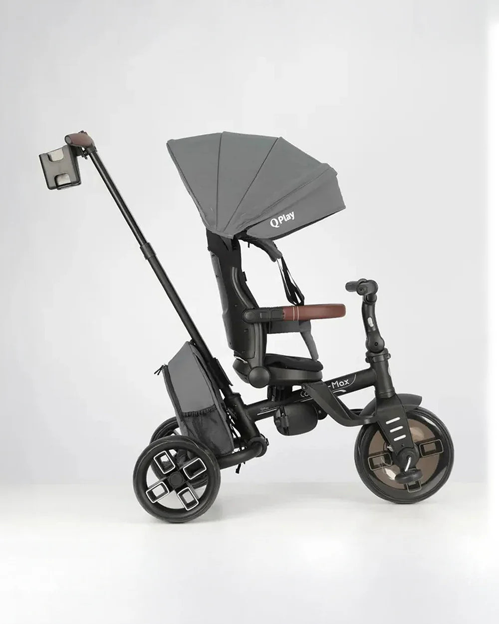 Qplay Comfo Max 7-in-1 Trike-Height Adjustable Parent Handle Bar-360 Degrees Rotating Seat-Adjustable Backrest-Foldable Frame-With Detachable Backpack-For 10M to 6Y (Upto 25 Kg)-Grey